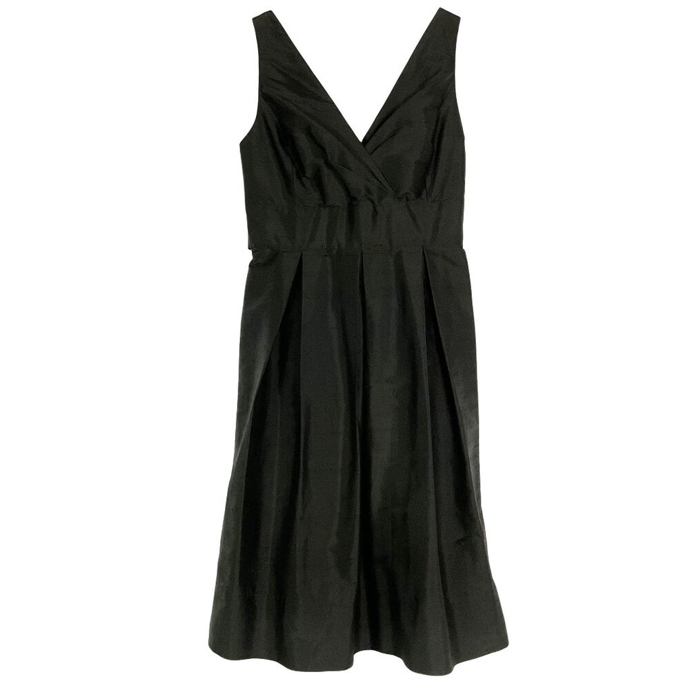 NWT Talbots black silk v-neck dress, fit-and-flare, A-line silhouette & pleated
